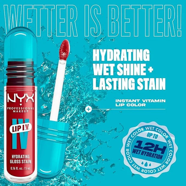 NYX PROFESSIONAL MAKEUP Lip IV Hydrating Glossy Lip Stain with 12HR Hydration - Blush Rush (Pink) - Product Image