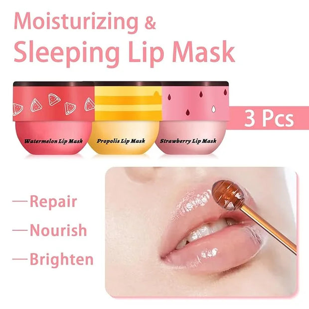 3 Pcs Bee Lip Balm Honey (Honey+Strawberry+Watermelon)