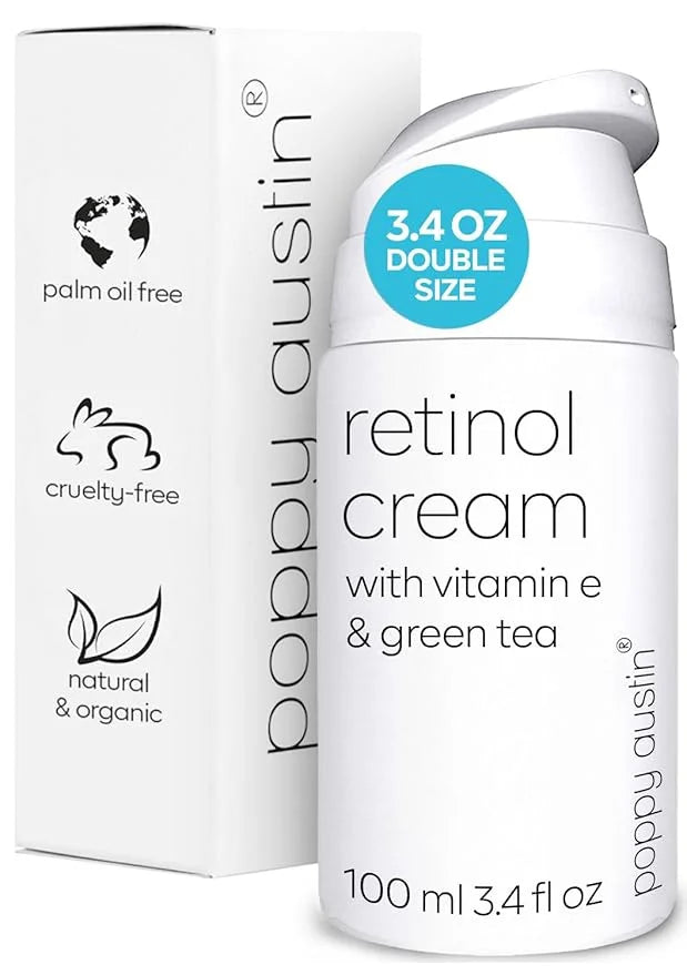 poppy austin Retinol Cream for Face 3.4OZ, High-Strength Retinol Night Cream - Cruelty Free Wrinkle Cream - Anti Aging Eye...