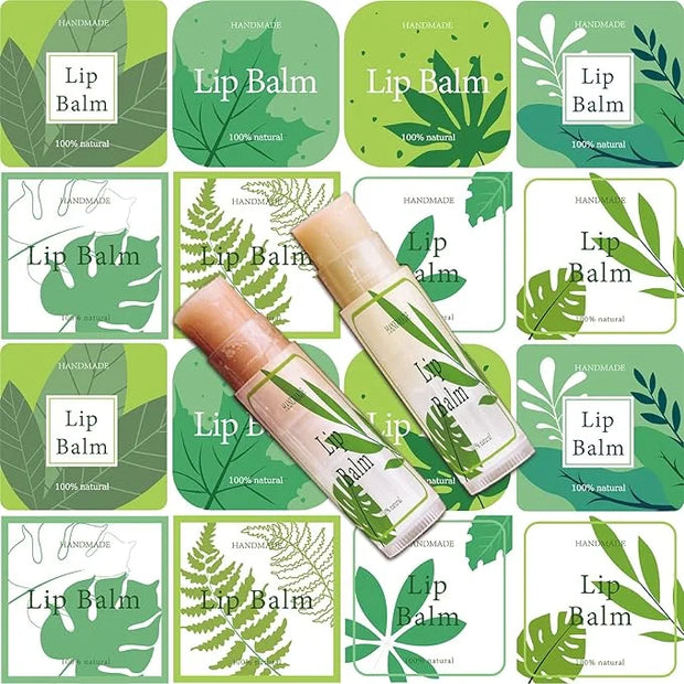 CRASPIRE Lip Balm Labels 80pcs Homemade Container（Leaves-Green）