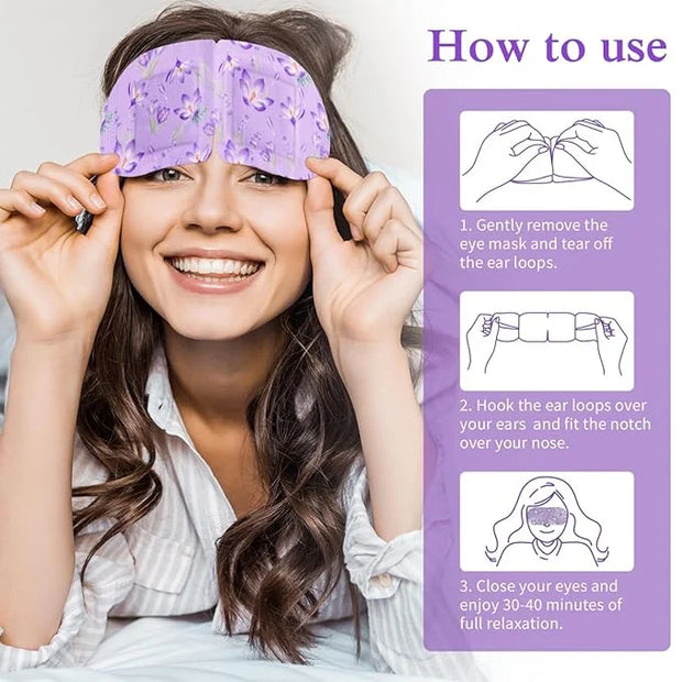 Steam Eye Mask, 12 Pack Lavender Heated Eye Masks, Disposable Moist Heat Compress for Dry Eyes, Warm Sleep Eye Mask for Pu...
