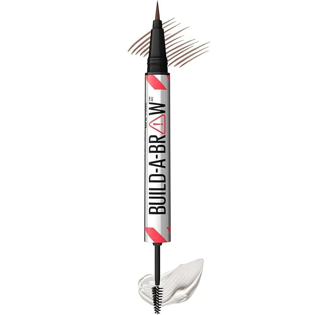 Maybelline Build-A-Brow 2-in-1 Brow Pen and Sealing Eyebrow Gel, Eyebrow Makeup for Real-Looking, Fuller Brows, Medium Bro...