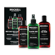 Brickell Men's Daily Face Cleanse Routine for Oily Skin, Alcohol Free Toner, Gel Facial Wash and Moisturizer, Natural and ...