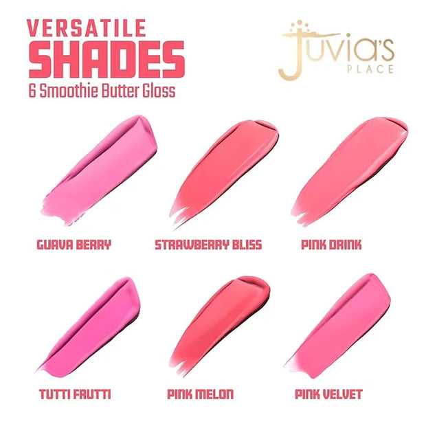 Juvia's Place Smoothie Lip Gloss Tutti Fruitty - Hydrating Cream Lipgloss with Pink & Mauve Tones - Non Sticky Plumping Gl...