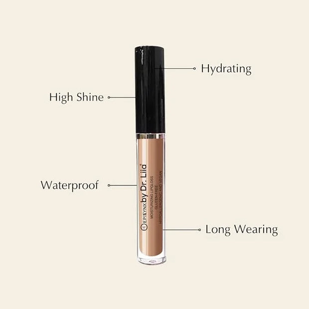 Vegan Moisturizing, Long Lasting Lip Gloss - Satin & Glitter - Allergen Free for Sensitive Skin - Shimmer Brown by Dr. Lii...