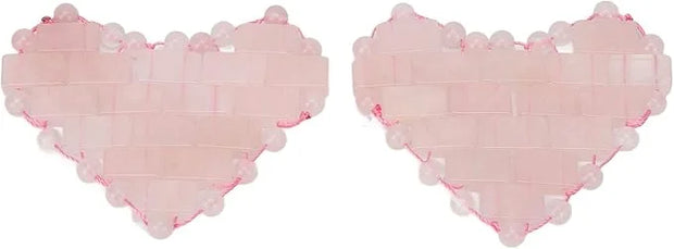 2Pcs Rose Quartz Eye Mask, Jadestone Eye Patch Reduce Facial Edema Relieve Eye Strain Heart Shaped Stone Eye Pad for Massa...