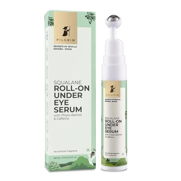 Squalane Roll On Under Eye Serum | Hydrating Eye Serum with Phyto Retinol & Caffeine | Reduces Dark Circles, Puffiness & W...