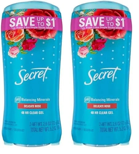 Secret Fresh Antiperspirant and Deodorant for Women, Clear Gel, Delicate Rose Scent, 2.6 oz (Pack of 4) - Product Image