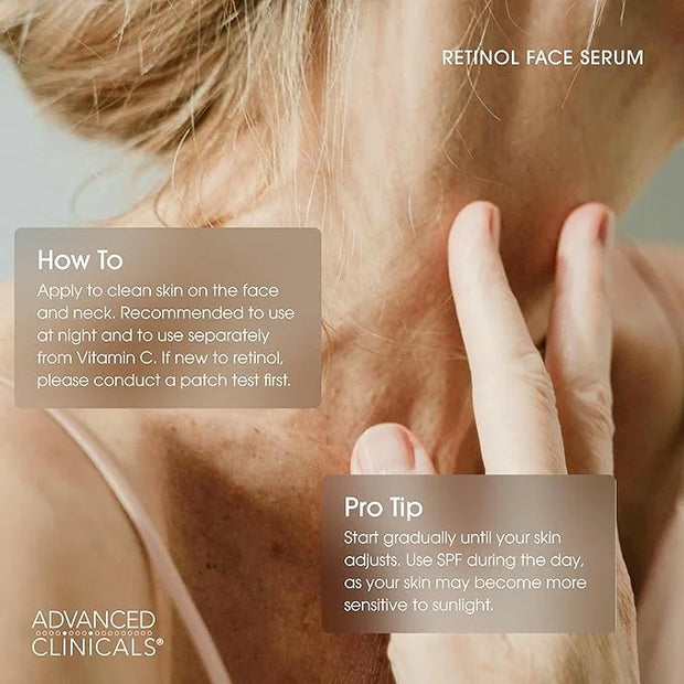 Advanced Clinicals Retinol Serum For Face | Visible Anti Aging Retinol Serum Skin Care Face Moisturizer With Vitamin E Hel...