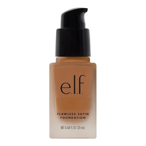 e.l.f. Flawless Satin Foundation, Lightweight & Medium Coverage, Semi-Matte Finish, Vegan & Cruelty-Free, Honey, 0.68 Fl O...