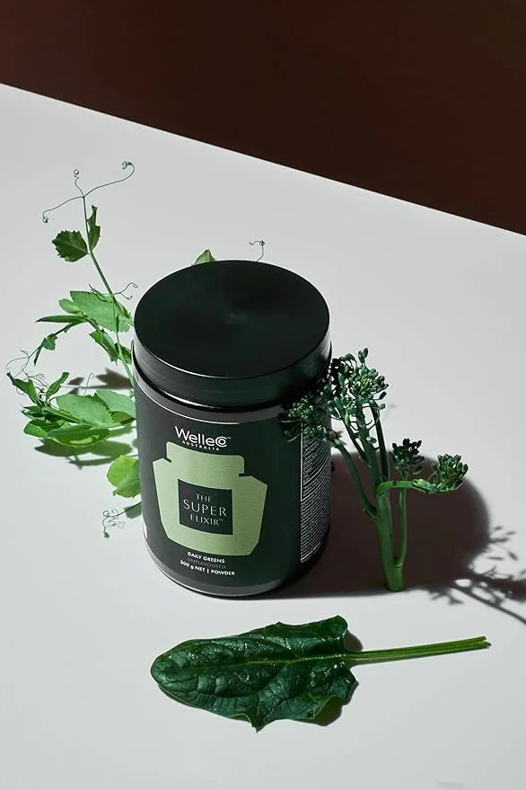 WelleCo The Super Elixir Daily Greens Powder, Probiotic Drink Mix with Whole Foods, Gluten Free, Vegan Gut Health Powder, ...