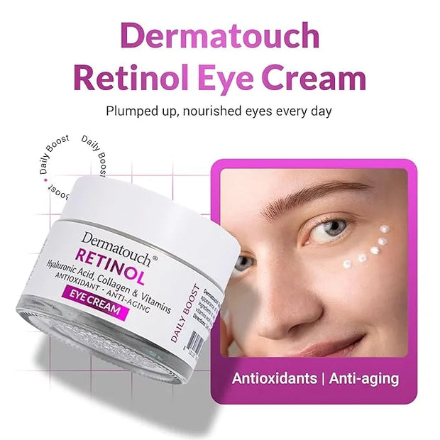 DERMATOUCH Retinol Eye Cream, 1.75 oz - Hyaluronic Acid, Peptides & Vitamins - Made in America - Product Image