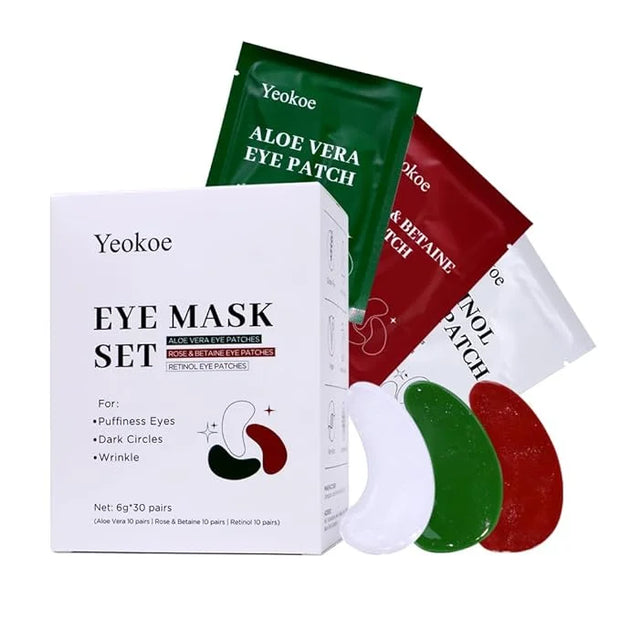 Under Eye Patches For Puffy Eyes and Dark Circles Wrinkle,30 Pairs Face Masks SkinCare With Retinol Serum,Aloe Vera,Rose B...