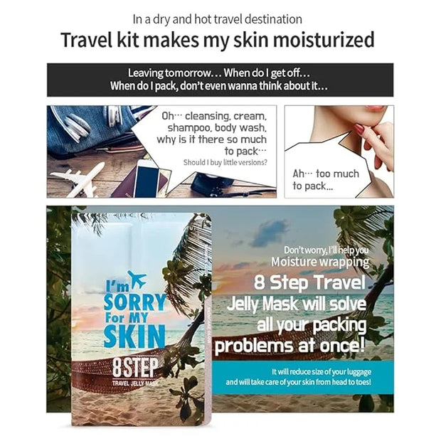 I'M SORRY FOR MY SKIN 8-Step Skincare Travel Essentials Kit, Korean Skin Care Set All in 1, Face Wash, Body Cleansing, Fac...