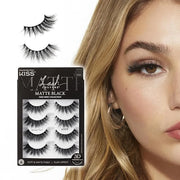 KISS Lash Couture Matte Black Faux Mink Eyelashes Multipack, Matte Twill, Black, Natural Looking, Cruelty-Free & Vegan, Ho...
