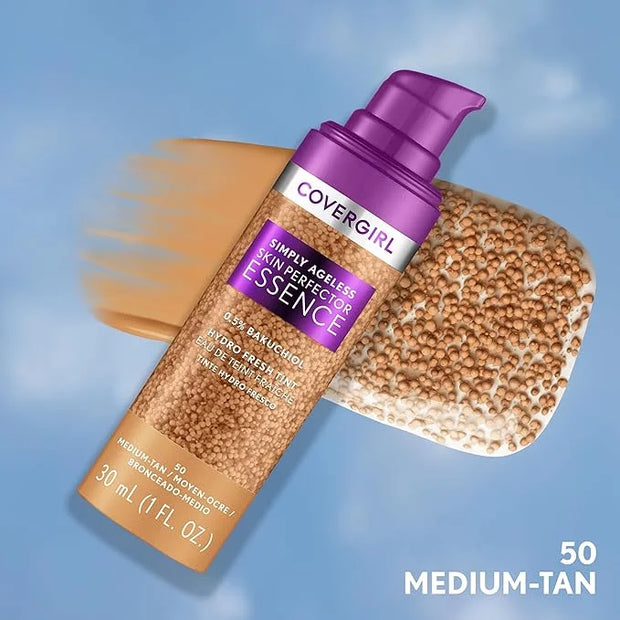 Covergirl Simply Ageless Skin Perfector Essence Foundation, 50 Medium-Tan, Tinted Skin Perfector, Skincare Makeup Hybrid, ...