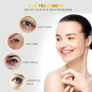 Fivewan 24k Gold Under Eye Patches - 60 Pcs Eye Mask Pure Gold Anti-Aging Collagen Hyaluronic Acid Under Eye Mask for Remo...