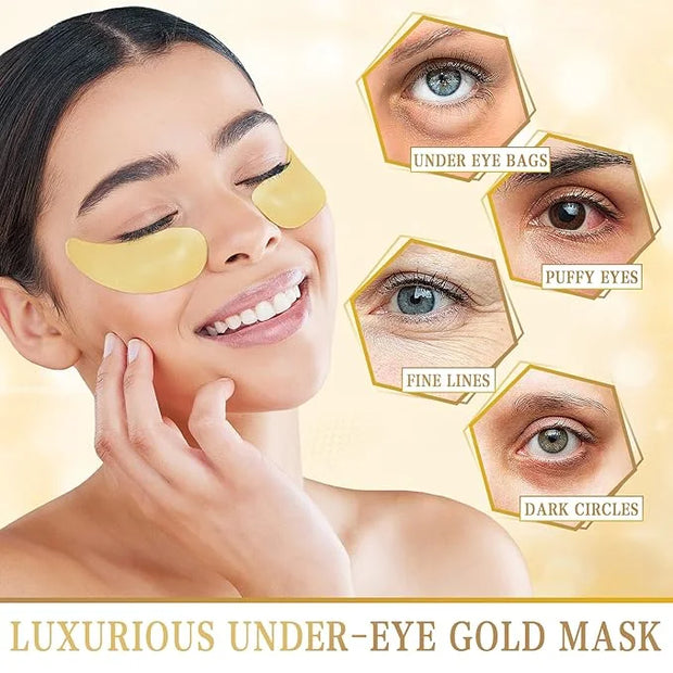 Danvisit 60 Pcs Under Eye Patches: 24K Gold Eye Masks for Dark Circles and Puffiness Anti-Aging & Rejuvenating Hydrogel Ey...