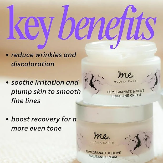 Mudita Earth Squalane Anti Aging Skin Cream, Rich Moisturizer for Aging & Dry Skin, Hyaluronic Acid, Squalane for Dark Spo...
