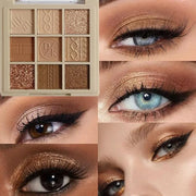 Eyeshadow Palette Makeup- 9 Colors Eyeshadow Palette Matte Shimmer Korean Natural Eye Shadow palettes Highly Pigmented Nat...