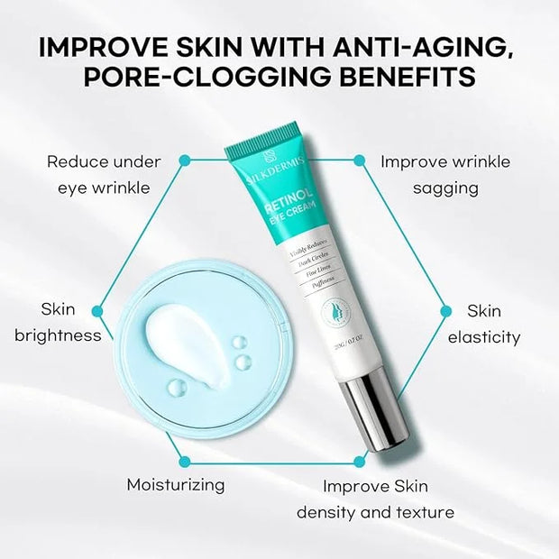 SLIKDERMIS Retinol Eye Cream for Dark Circles: Under Eye Cream for Wrinkles, Anti Aging - Eye Care, Advanced Formula Night...
