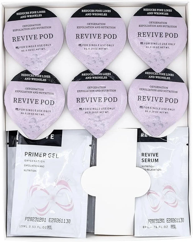 Revive - OxyGeneo Oxygen Facial CO2 Therapy Machine, Geneo Type Pods, Home Facial, 6 Pods + 6 Primer Gel + 6 Revive Serum ...