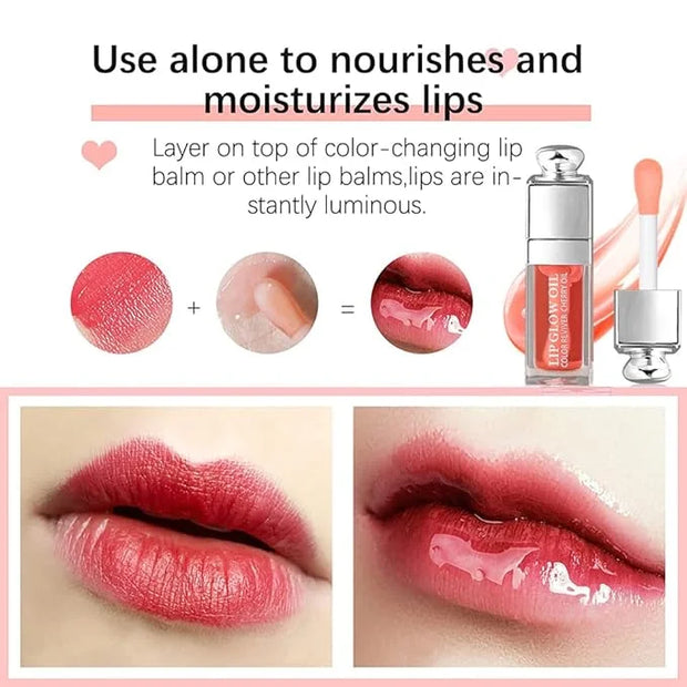 2PCS Hydrating Lip Glow Oil, Lip Oil Gloss Transparent Toot Tinted Nourishing Long Lasting Repairing Lightening Lip Lines ...