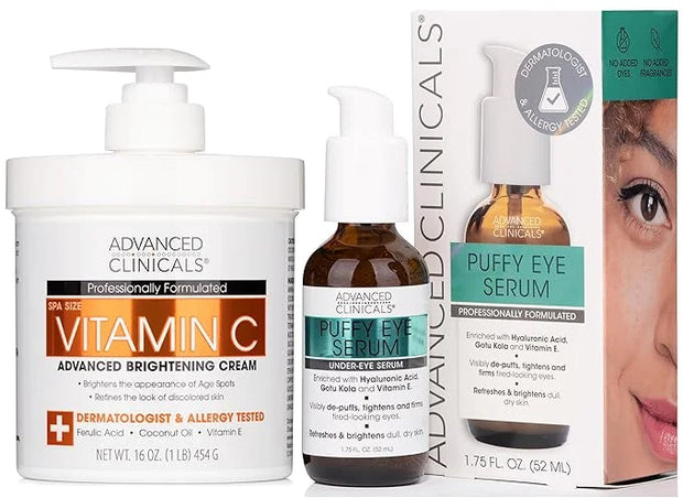 Advanced Clinicals Vitamin C Brightening Cream + Puffy Under Eye Brightening Serum Set - Product Image