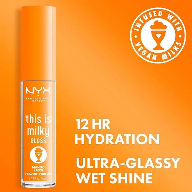 NYX PROFESSIONAL MAKEUP This Is Milky Gloss, Lip Gloss with 12 Hour Hydration, Vegan - Mango Lassi (Orange Cream) - Produc...