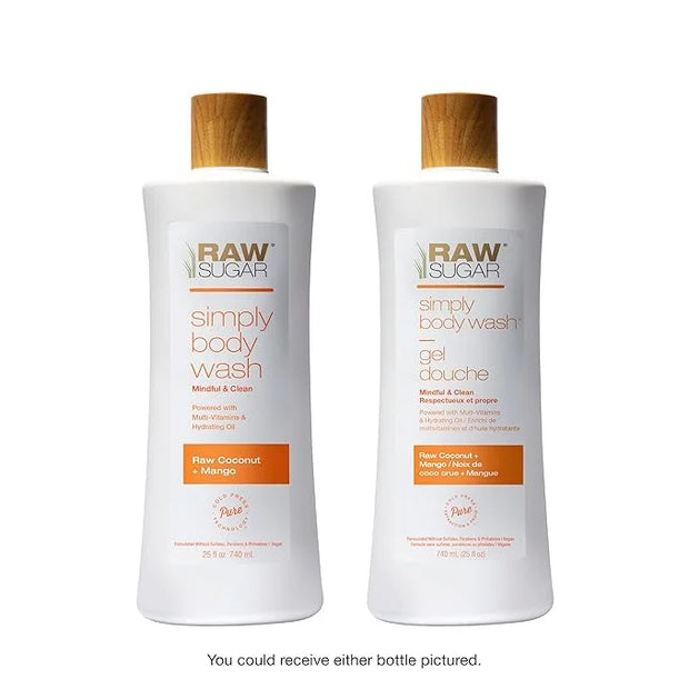 RAW SUGAR Simply Body Wash - Raw Coconut + Mango, Moisturizing & Soothing Bath & Shower Gel, Sulfate-Free, Paraben-Free & ...