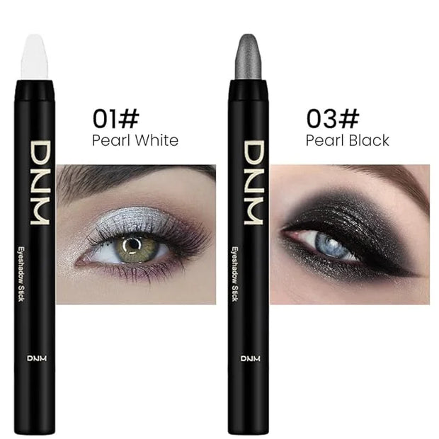 Kaely 2Pcs Cream Eyeshadow Stick Set for Eyes,Pearl White & Pearl Black Shimmer Pen,Eye Brightener Halloween Makeup,sombra...