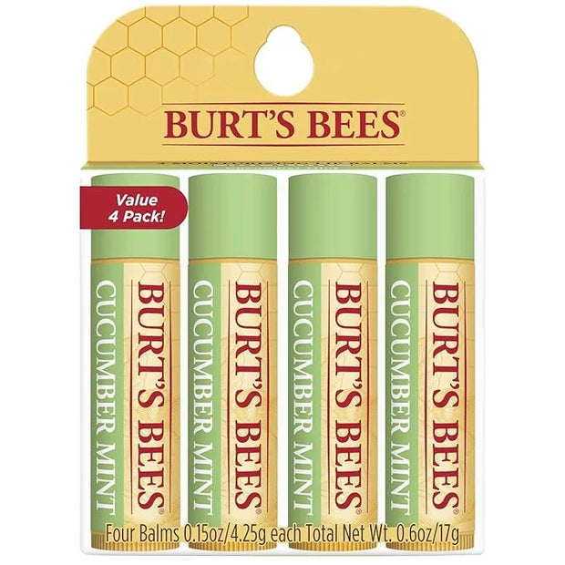 Burt's Bees 100% Natural Origin Moisturizing Lip Balm, Cucumber Mint with Beeswax, 4 Tubes - Product Image