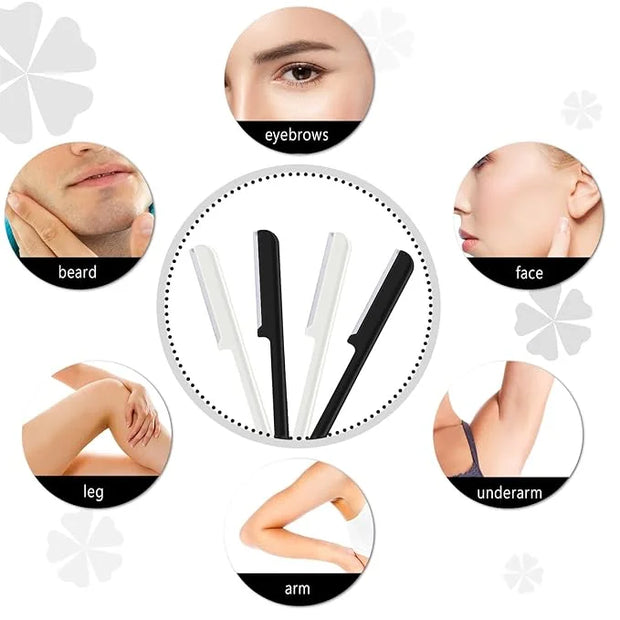 10 Pieces Eyebrow Razor for Women Facial Shaver Razor Brow Shaper Eyebrow Trimmer Dermaplaner Shaping Tool with Cover (Bla...