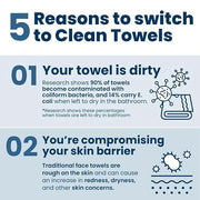 Clean Skin Club Clean Towels XL™, 100% USDA Biobased Face Towel, Disposable Face Towelette, Eczema Association Accepted, M...