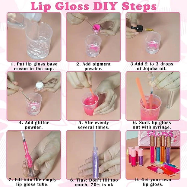 BRIPATI DIY Lip Gloss Making Kit, 46PCS DIY Lip Gloss Kit to Make Your Own Lip Gloss, Moisturizing Lip Glaze Handmade Set,...