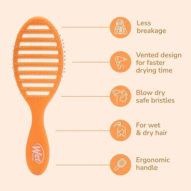 Wet Brush Speed Dry Hair Brush, Orange Crush (Summer Quencher) - Vented Design & Soft HeatFlex Bristles Are Blow Dry Safe ...
