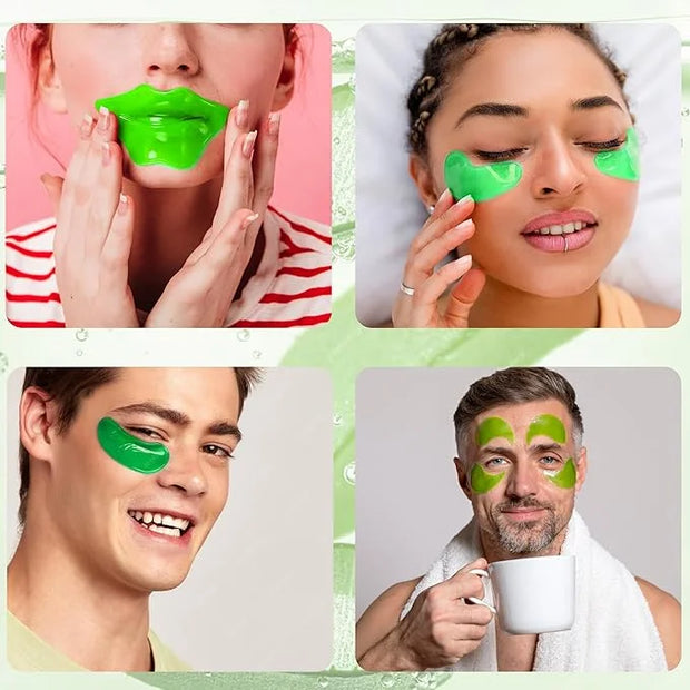 20 Pair Rose + 10 Pair Aloe Vera Under Eye Mask & Lip Mask Skincare Set, Lip Patches & Under Eye Patches for Puffy Eyes, D...