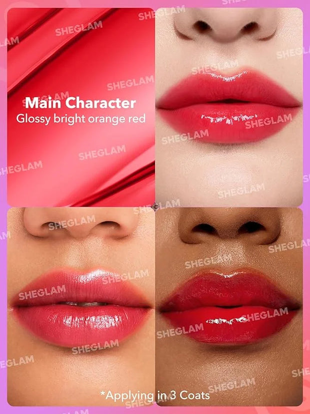 SHEGLAM Mirror Kiss High-Shine Lipstick Silky Jelly Texture Hydrated&Smooth Lip Gloss-Main Character - Product Image