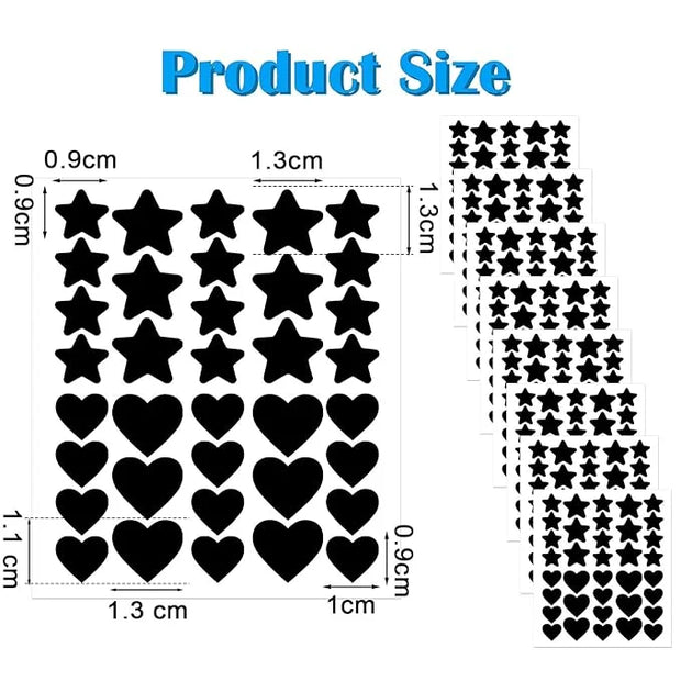 288pcs Pimple Patch Star, 2 Styles Star Pimple Patch, Cute Black Pimples Patches Stars, Skin-friendly, Breathable, Waterpr...