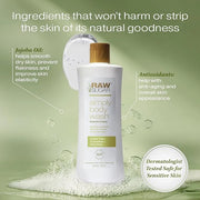 RAW SUGAR Sensitive Skin Simply Body Wash - Green Tea + Cucumber + Aloe Vera, Moisturizing & Brightening Bath & Shower Gel...