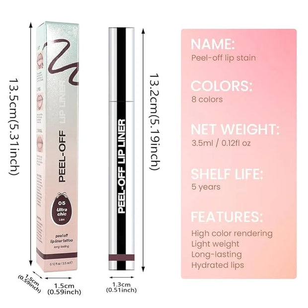 Matte Lip Stain Peel Off Lip Liner, Dark Brown Peel Off Lip Stain Tattoo,Long Lasting & Waterproof Peel Off Lip Gloss Lip ...