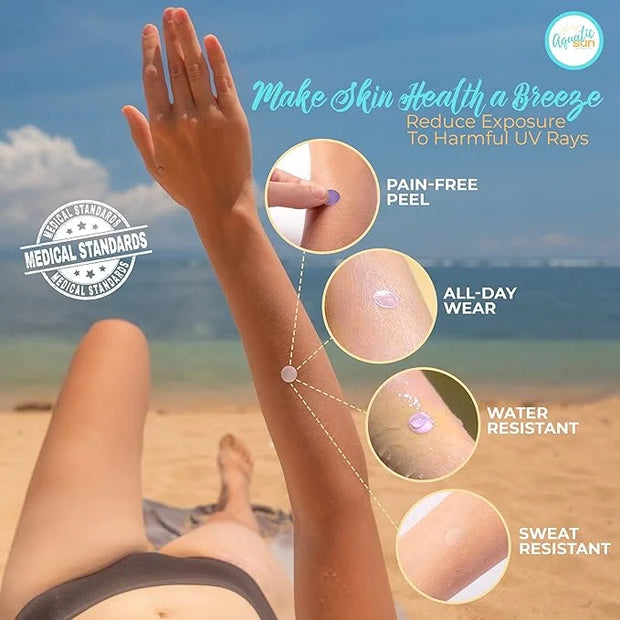 UV Stickers for Sunscreen Reapplication to Avoid Burns - Sunscreen Reminder Stickers You Can Wear All Day - Sweat & Waterp...