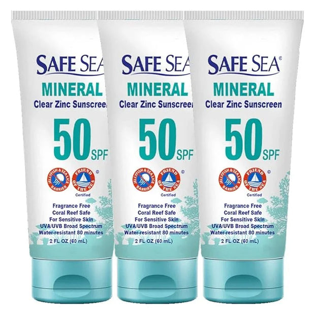 Safe Sea Zinc Oxide Sunscreen SPF50 | Clear Mineral Face Sunscreen Without White Cast | Anti-Jellyfish Sting Protective Lo...