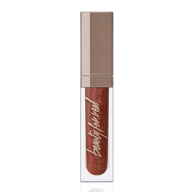 Beauty For Real Lip Gloss + Shine, Rebel Rebel - Deep Maroon Metallic - Non-Sticky Plumping & Hydrating Gloss - Light & Mi...