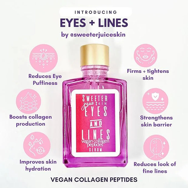 | Eyes + Lines Vegan Collagen Peptides Serum | 5 Peptides | Reduces Wrinkles & Dark Circles | Niacinamide, Hyaluronic Acid...