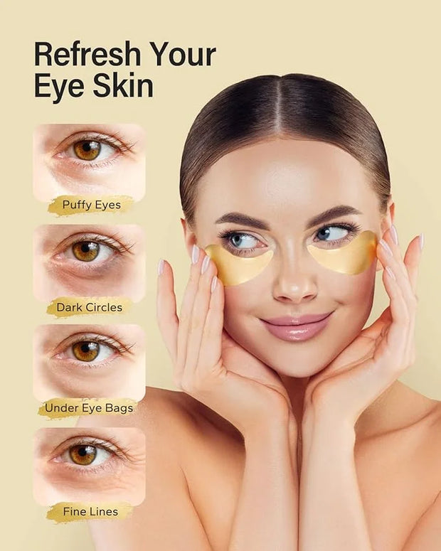 Komoko 30-Pairs 24K Gold Under Eye Patches, Skin Care, Golden Under Eye Mask Anti-Aging Collagen & Amino Acid, Eye Mask fo...