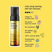 b.tan Ultra Long Lasting Self Tanner Mousse | Forever & Ever - Lasts Up to 11 Days, Fast, 1 Hour Express Sunless Tanning F...