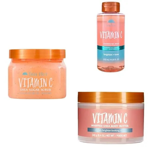 Tree Hut Vitamin C Glow Bundle, Sugar Scrub, Foaming Gel Wash, and Whipped Body Butter, Exfoliate, Hydrate, Brighten & Rev...