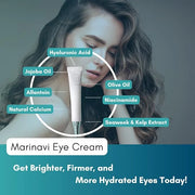 Marinavi Hydrating Eye Cream – Lightweight Moisturizer for Under Eyes, with Hyaluronic Acid, Jojoba & Olive Oil for Soft, ...
