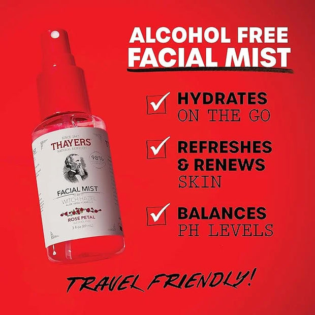 Thayers Alcohol-Free Witch Hazel Facial Mist Toner with Aloe Vera, Rose Petal, Soothing and Hydrating, for All Skin Types,...